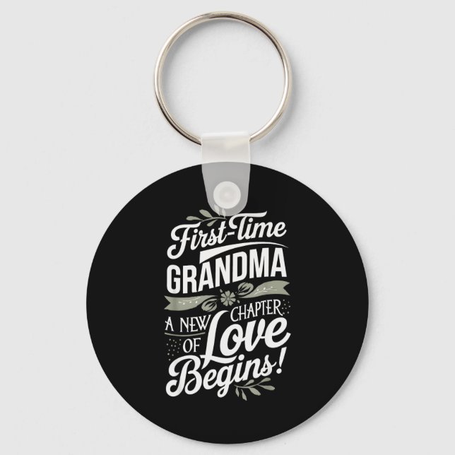 Mother’s Day First Time Grandma Cute New Granhild  Keychain (Front)