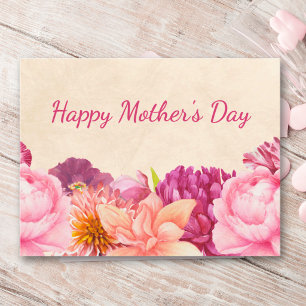 Mother’s Day for Mom Pink Peony Floral Elegant Holiday Postcard