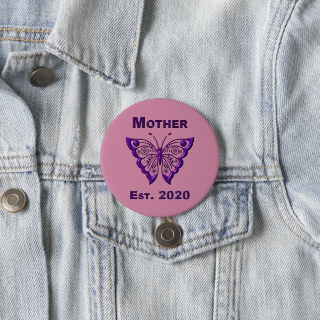 Mother’s Day for Mother “Est 2020” 3 Inch Round Button (In Situ)