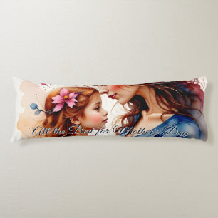 Mother’s Day Hug in Watercolor Floral Style Body Pillow