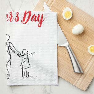Mother’s Day Line Art Pillow – Mom & Child Love  Kitchen Towel