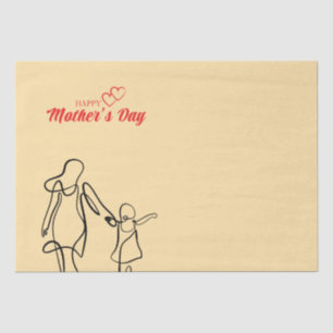 Mother’s Day Line Art Pillow – Mom & Child Love Tissue Paper