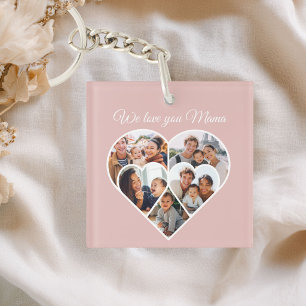 Mother’s Day Photo Collage Heart Family Picture  Keychain