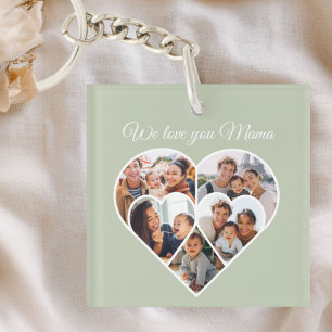 Mother’s Day Photo Collage Heart Family Picture  Keychain