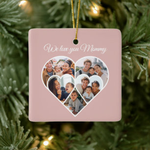 Mother’s Day Photo Heart Family Picture Collage Ceramic Ornament