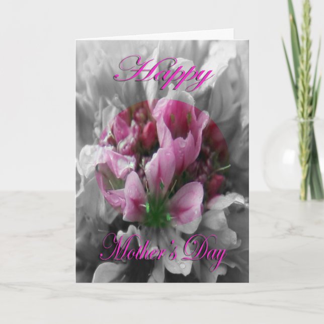 Mother’s Day Pink and Green Flower Card (Front)