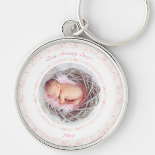Mother’s Day Pink Best Mommy Ever Baby Photo Gift Keychain