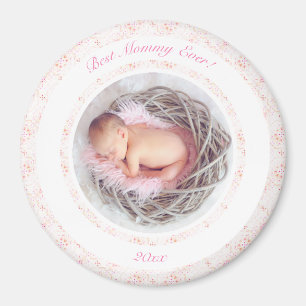 Mother’s Day Pink Best Mommy Ever Baby Photo Gift Magnet