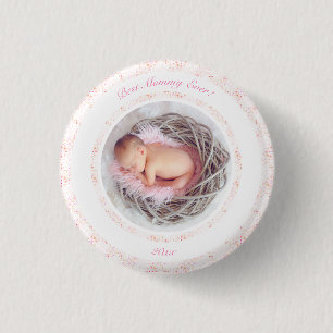 Mother’s Day Pink Best Mummy Ever Baby Photo Gift  1 Inch Round Button