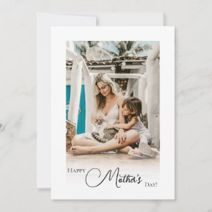 Mother’s Day Pretty Black & White Minimalist Photo Holiday Card