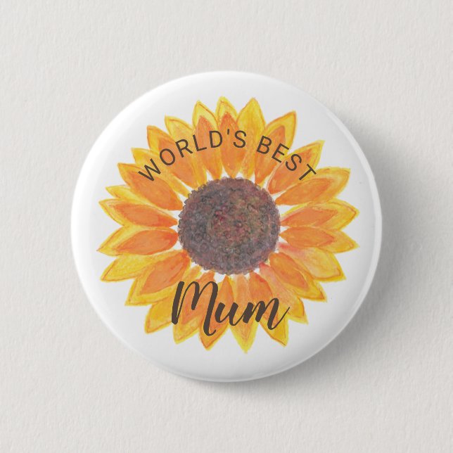 Mother’s Day Sunflower World’s Best Mom 2 Inch Round Button (Front)