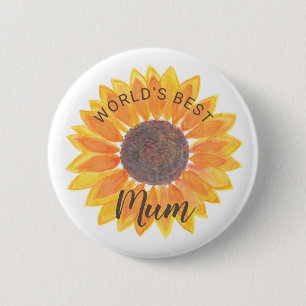 Mother’s Day Sunflower World’s Best Mom 2 Inch Round Button