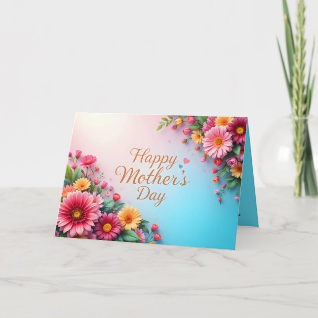 Mother’s Day Vibrant Pink and Yellow Flowers on Pa Thank You Card (Front)