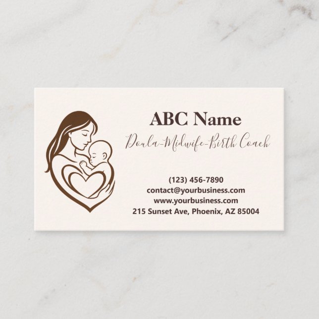 Mother’s Embrace Doula & Midwife Business Card (Front)