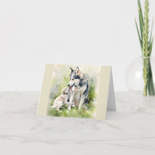 Mother Siberian Husky Dog Mom Paint Background Thank You Card