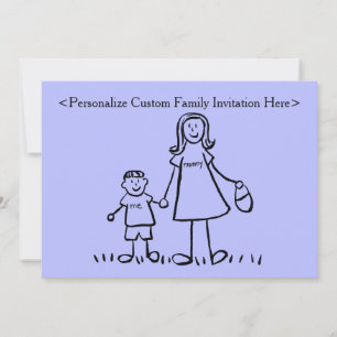 Mother & Son Custom Family Characters Invitation