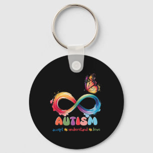 Mother Son Family Accept Autistic Kids Autism Awar Keychain
