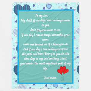 Mother/son love message fleece blanket