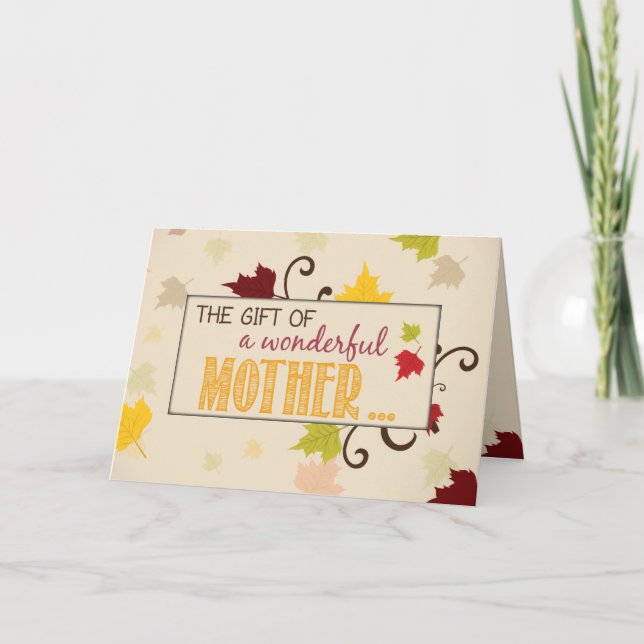 Mother Thanksgiving Gift Fall Leaves Holiday Card (Front)