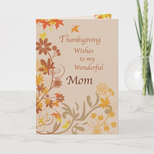 Mother Thanksgiving Wishes Holiday Card (Front)