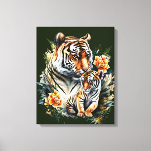 Mother Tiger with her Cub Canvas Print