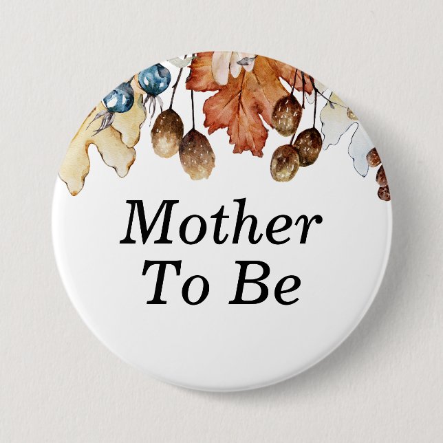 Mother To Be Autumn Foliage Fall in Love 3 Inch Round Button (Front)