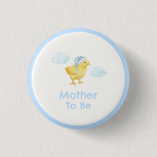 Mother To Be Blue Sky Cloud Chicken Baby Shower 1 Inch Round Button