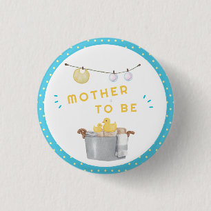 Mother To Be Clothesline Rubber Duck Baby Shower 1 Inch Round Button