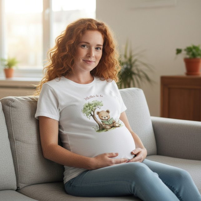 Mother to Be Teddy Bear Reading Under Tree Waterco T-Shirt (Creator Uploaded)