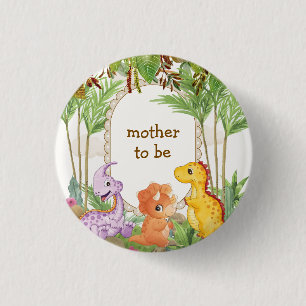 Mother To Be Tropical Jurassic Dino Baby Shower 1 Inch Round Button