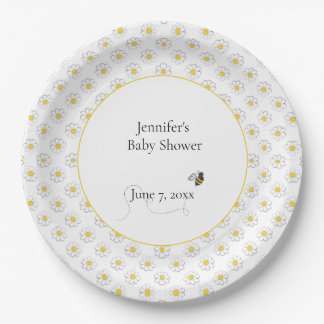 Mother-to-Bee Baby Shower White Paper Plate