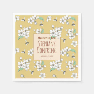 Mother To Bee Satin Gold Baby Shower Napkin