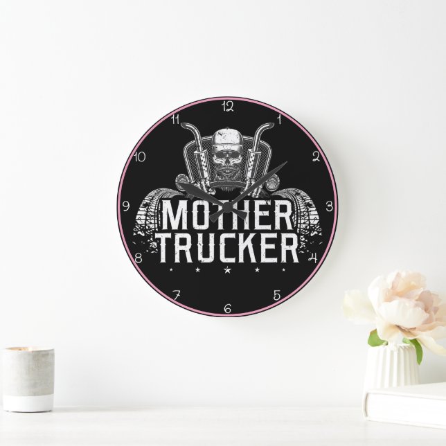 Mother Trucker: Bold Skull Design Large Clock (Home)