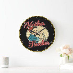 Mother Trucker: Rosie The Riveter Large Clock