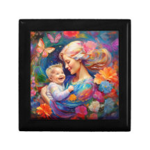 Mother with Baby Boy Colourful Painting