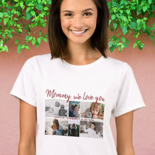 Mother with Kids and Family Mom 6 Photo Collage Maternity T-Shirt
