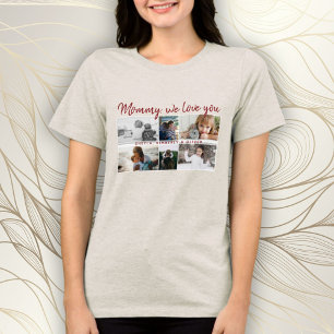 Mother with Kids and Family Mom 6 Photo Collage Tri-Blend Shirt