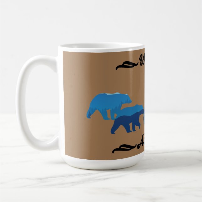 Mother With Two Cubs Forest Scene Coffee Mug (Left)