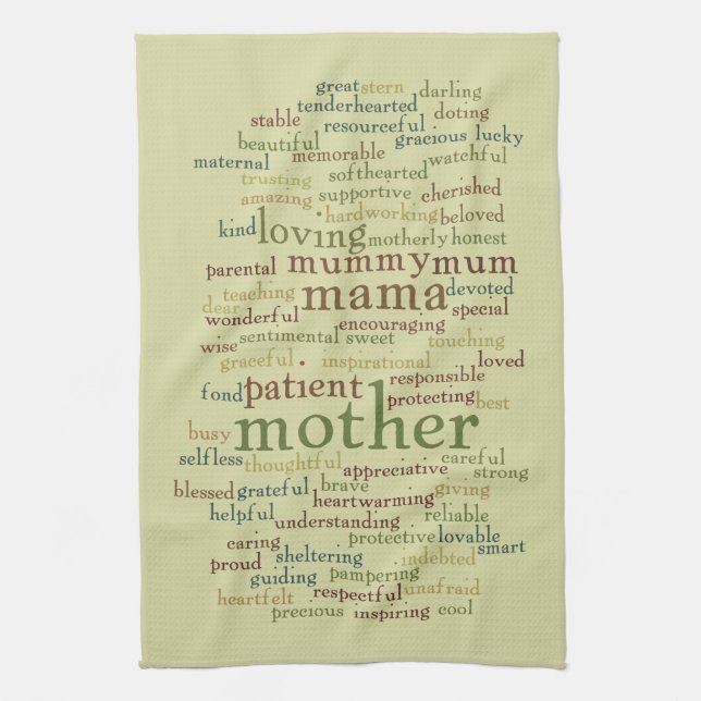 Mother Word Cloud Kitchen Towel (Vertical)