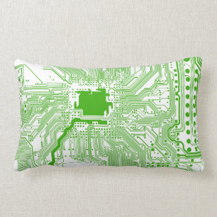 motherboard computer circuit square pillow-green 1 lumbar pillow