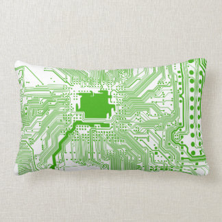 motherboard computer circuit square pillow-green 1 lumbar pillow