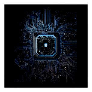 Motherboard Microchip Black IT Computer Background Poster