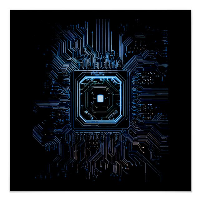 Motherboard Microchip Black IT Computer Background Poster (Front)