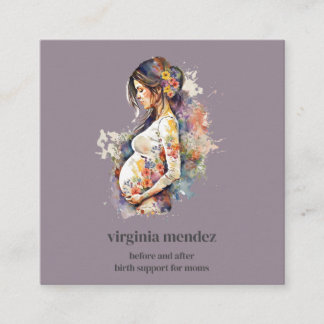 Motherhood Bloom Doula Midwife Lactation Pregnancy Square Business Card
