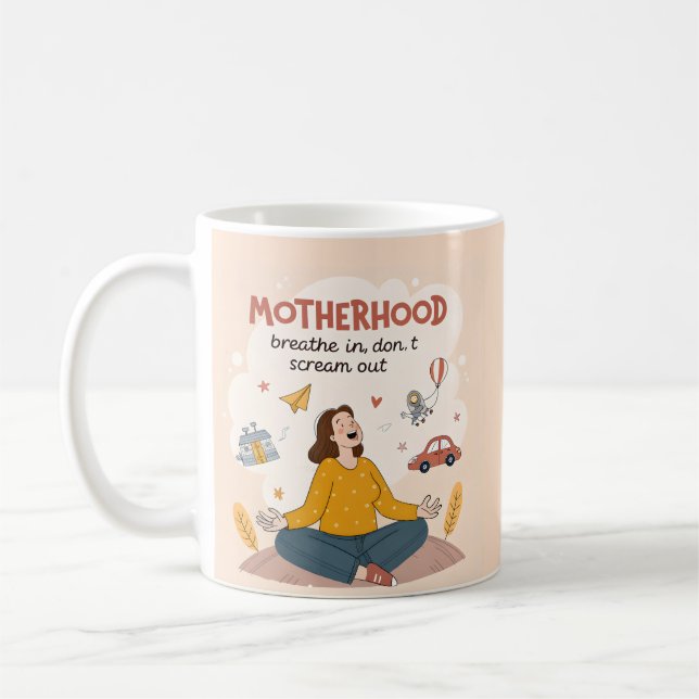 Motherhood Breathe In Calm Art Coffee Mug (Left)