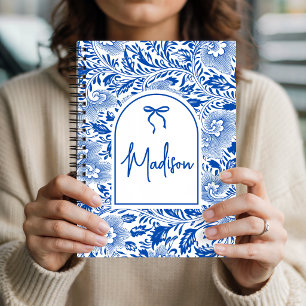 Motherhood   Bridesmaid   Blue Toile Floral Custom Notebook