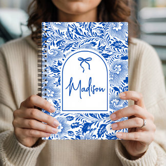 Motherhood | Bridesmaid | Blue Toile Floral Custom Notebook
