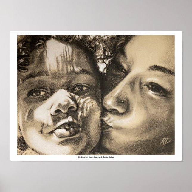 Motherhood - charcoal drawing by Rachel Dolezal Poster (Front)