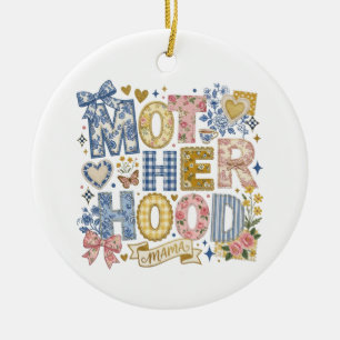 Motherhood Coquette Bows Florals Mama Mom Ceramic Ornament
