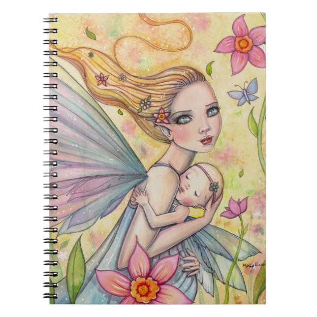 Motherhood Fairy Mother and Baby Illustration Notebook (Front)